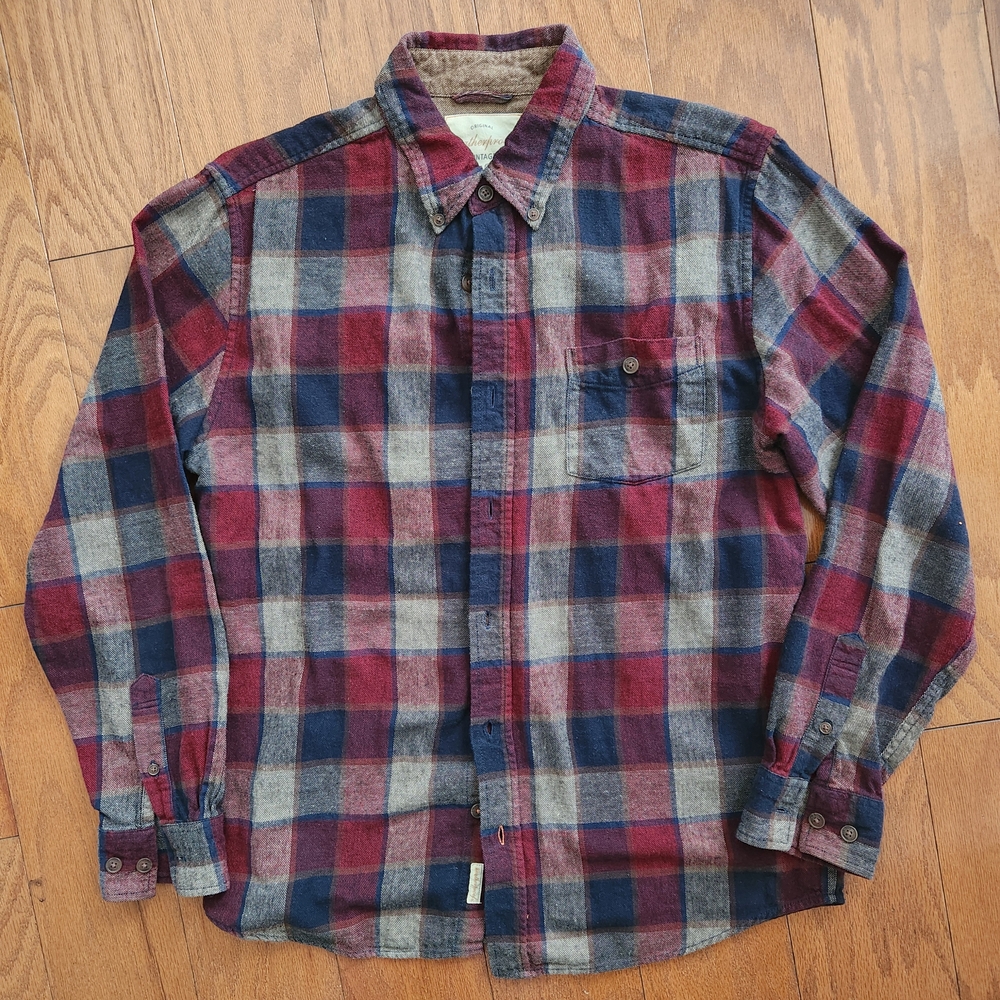 Weatherproof Plaid Flannel Men's Shirt Medium Blue Red